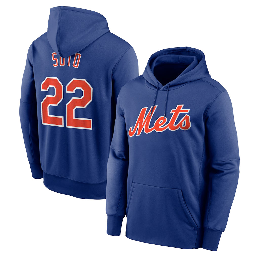 tocy NY.Mets #22 Juan Soto Player Royal Club Pullover Hoodie Game Stitched Jerseys