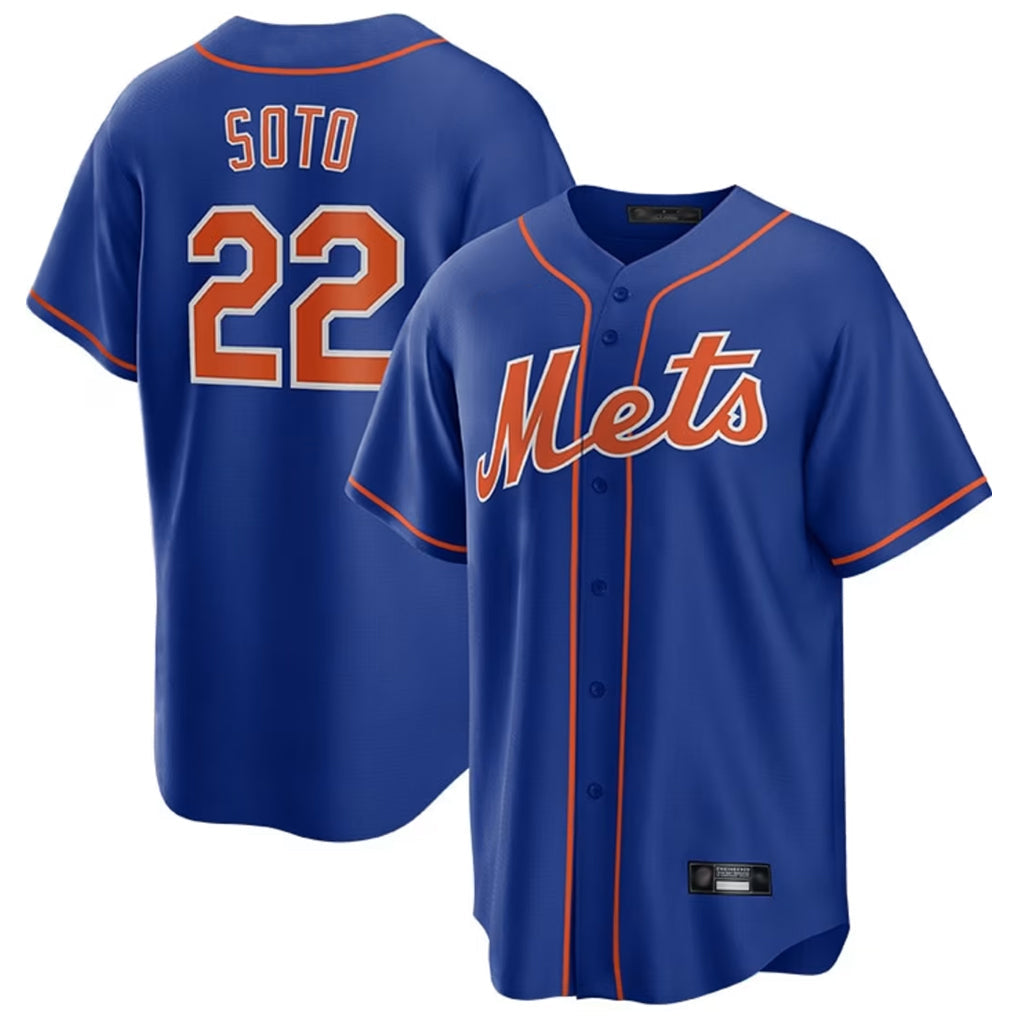 tocy NY.Mets #22 Juan Soto Player Royal Home Game Stitched Jerseys