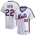 tocy NY.Mets #22 Juan Soto Player White Cooperstown Collection T-shirt Game Stitched Jerseys