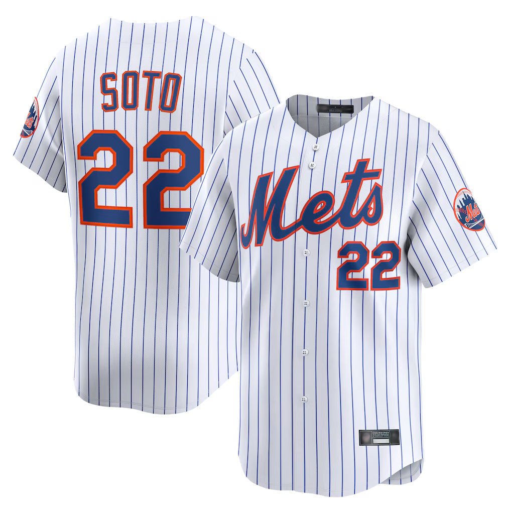 tocy NY.Mets #22 Juan Soto Player White Home Limited Stitched Jerseys