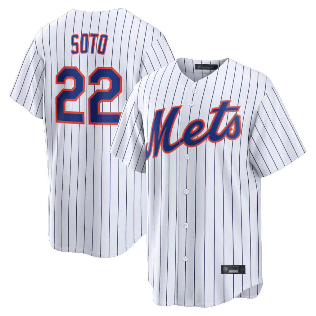 tocy NY.Mets #22 Juan Soto Player White Home Replica Stitched Jerseys