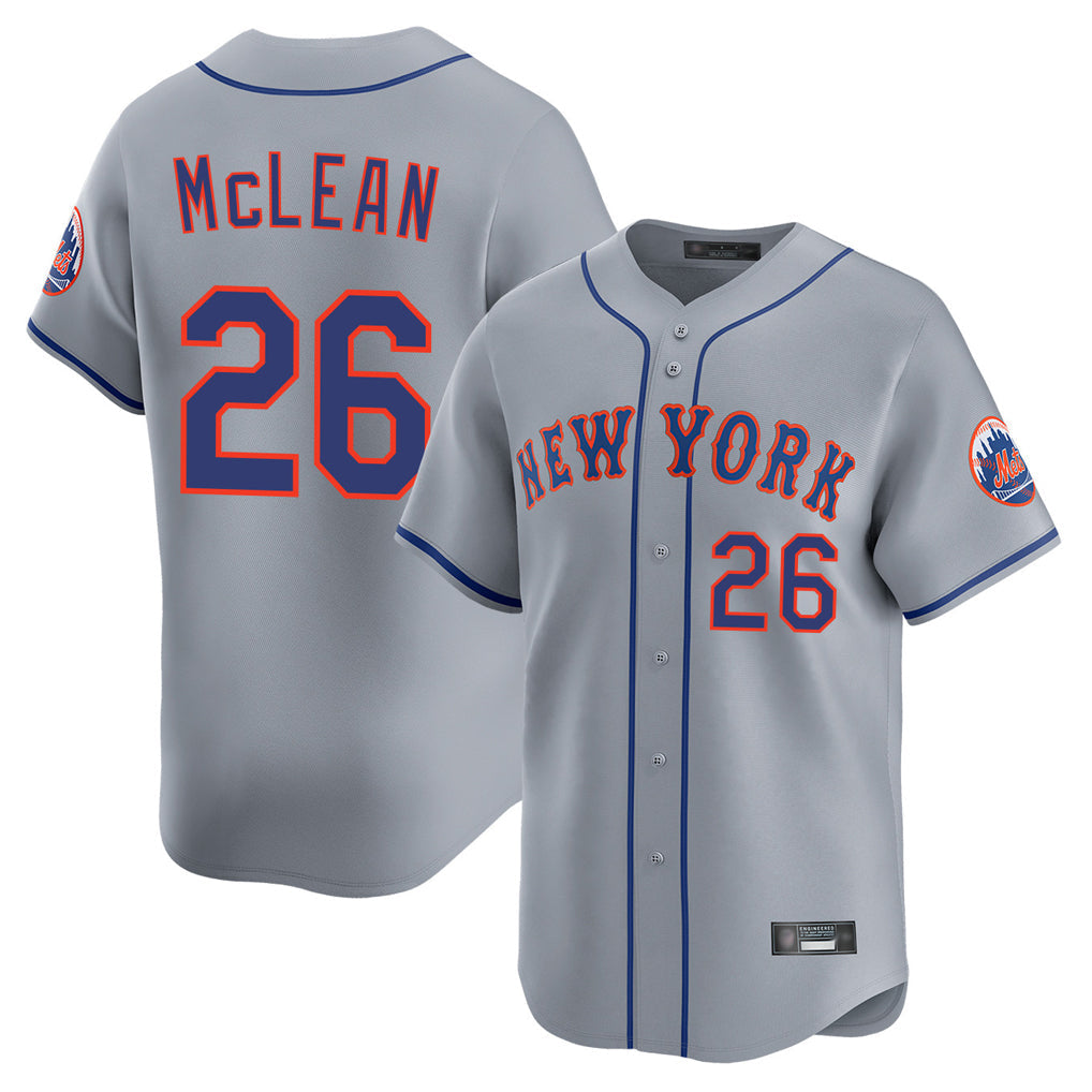tocy NY.Mets #26 Nolan McLean Player Gray Road Limited Home Stitched Jerseys