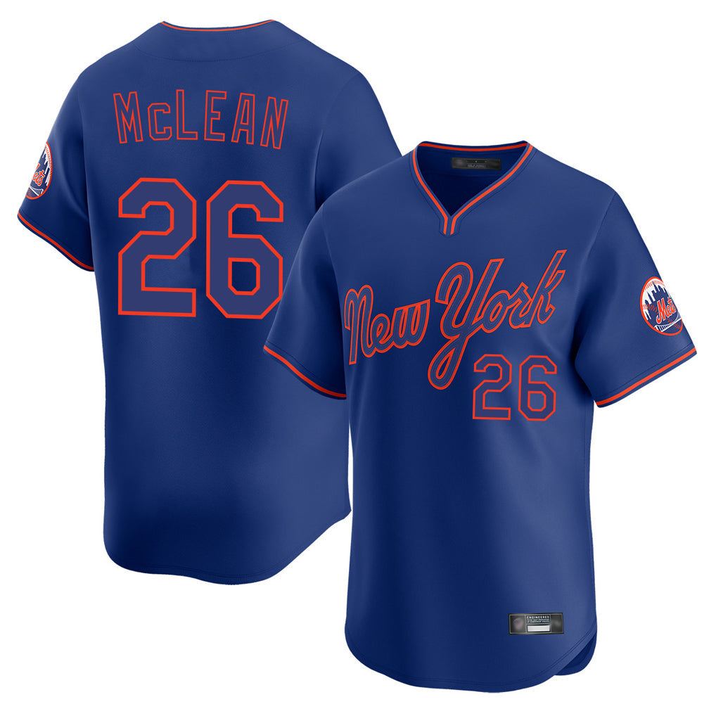 tocy NY.Mets #26 Nolan McLean Player Royal T-shirt Home Limited Elite Stitched Jerseys