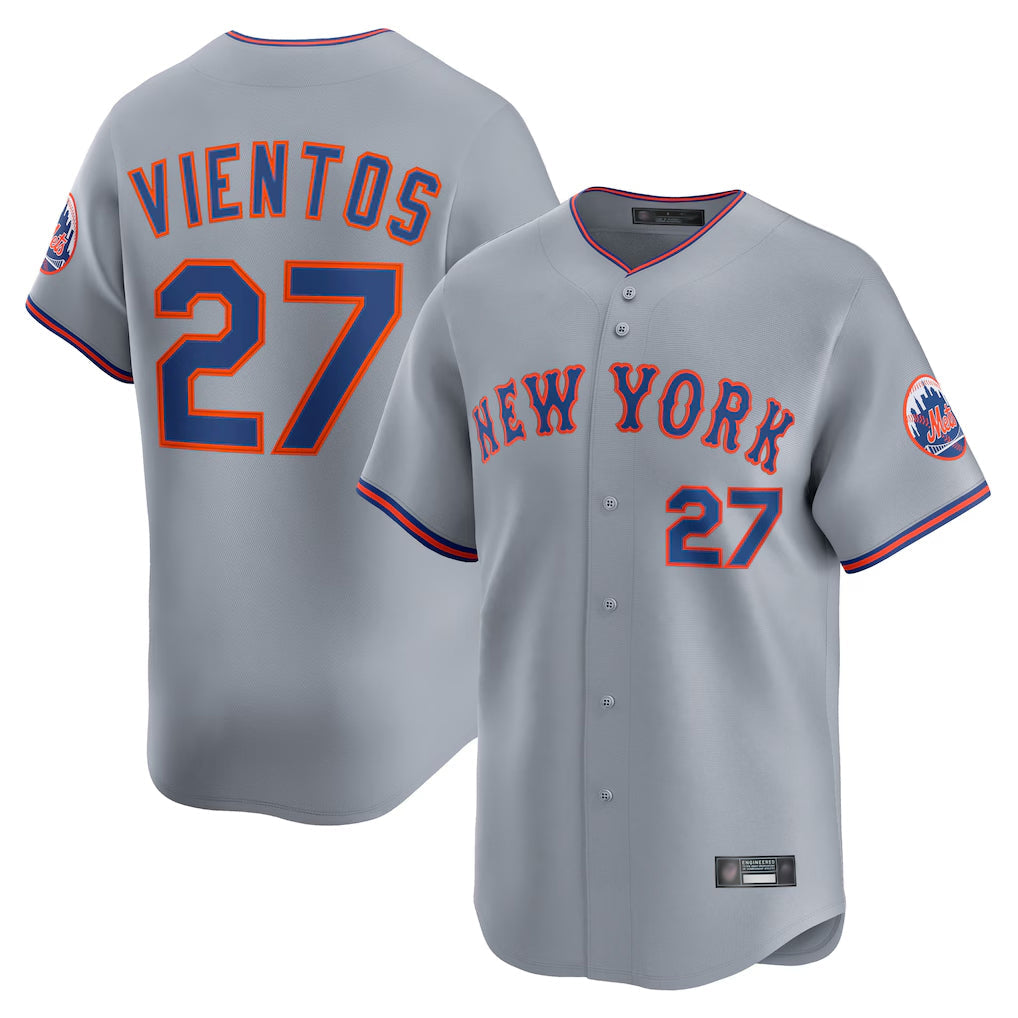 tocy NY.Mets #27 Mark Vientos Player Gray Road Limited Home Stitched Jerseys