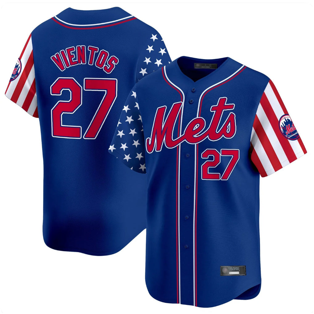 tocy NY.Mets #27 Mark Vientos Player Royal 2025 Independence Day Vapor Premier Limited  Stitched Jerseys