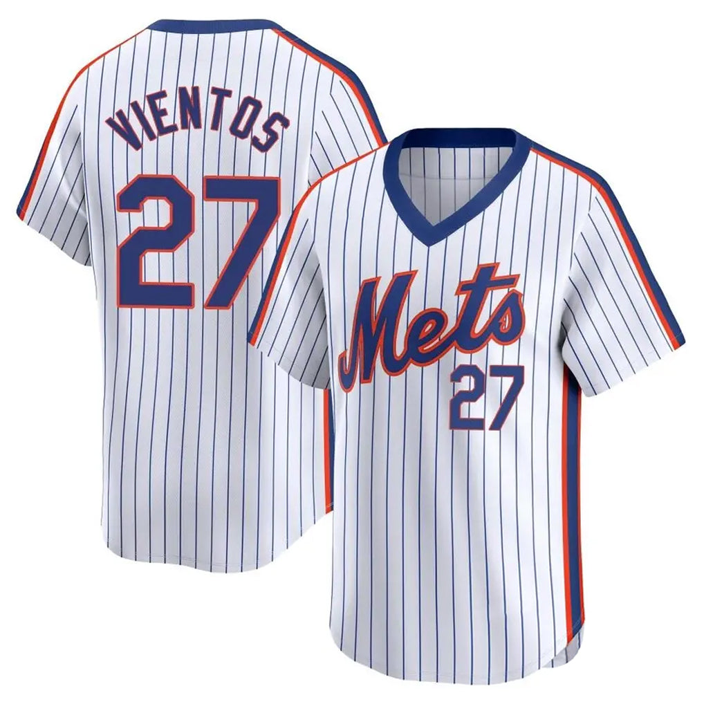 tocy NY.Mets #27 Mark Vientos Player White Cooperstown Collection T-shirt Game Stitched Jerseys