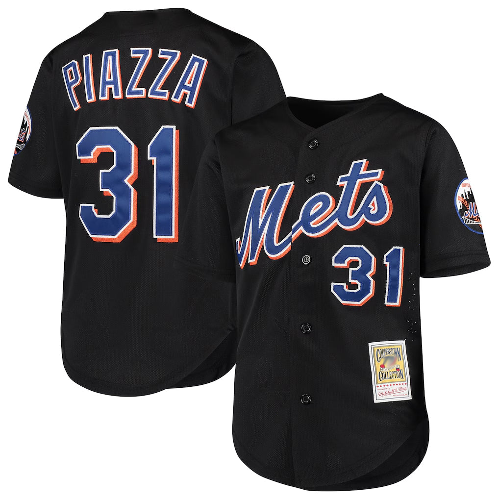 tocy NY.Mets #31 Mike Piazza Player Black Mitchell & Ness Cooperstown Collection Home Limited Stitched Jerseys