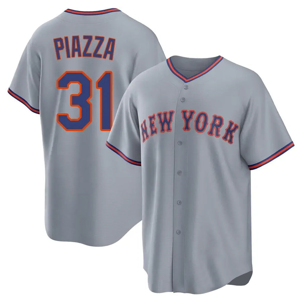 tocy NY.Mets #31 Mike Piazza Player Gray Road Home Game Stitched Jerseys