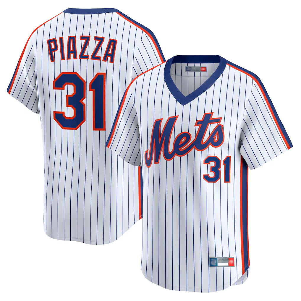 tocy NY.Mets #31 Mike Piazza Player White Cooperstown Collection T-shirt Game Stitched Jerseys