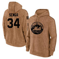 tocy NY.Mets #34 Kodai Senga Player Brown Club Pullover Hoodie Game Stitched Jerseys