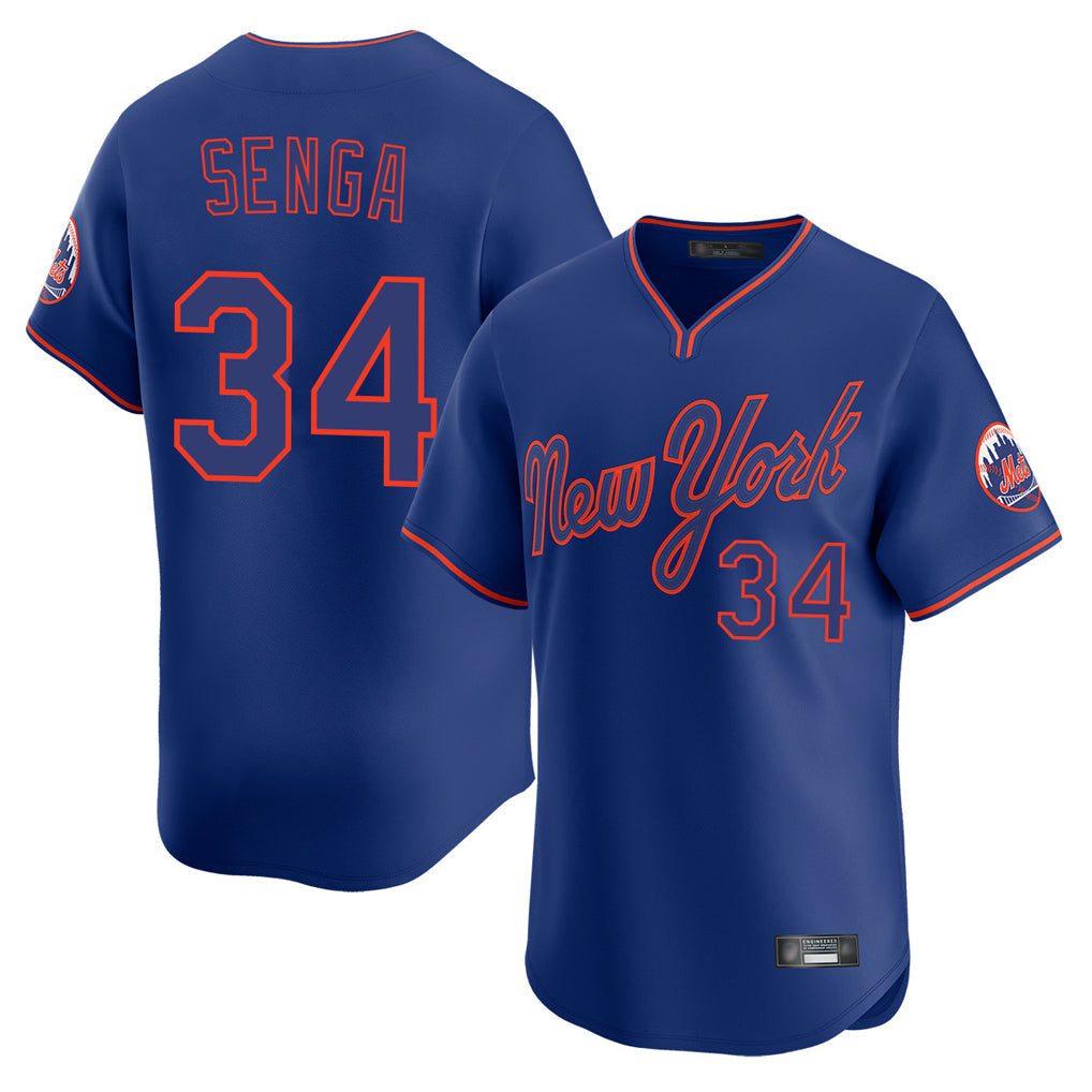 tocy NY.Mets #34 Kodai Senga Player Royal T-shirt Home Limited Elite Stitched Jerseys