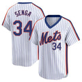 tocy NY.Mets #34 Kodai Senga Player White Cooperstown Collection T-shirt Game Stitched Jerseys