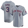 tocy NY.Mets #3 Carson Benge Player Gray Road Limited Home Stitched Jerseys