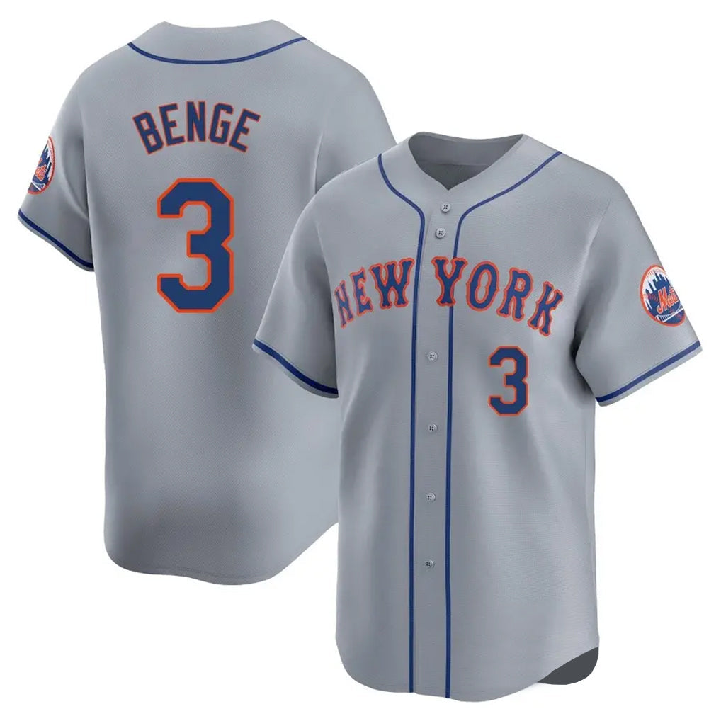 tocy NY.Mets #3 Carson Benge Player Gray Road Limited Home Stitched Jerseys