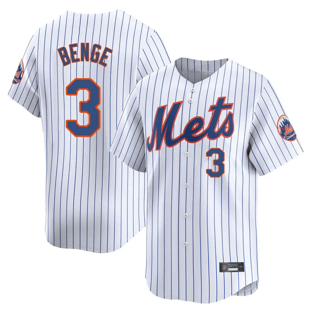 tocy NY.Mets #3 Carson Benge Player White Home Replica Stitched Jerseys