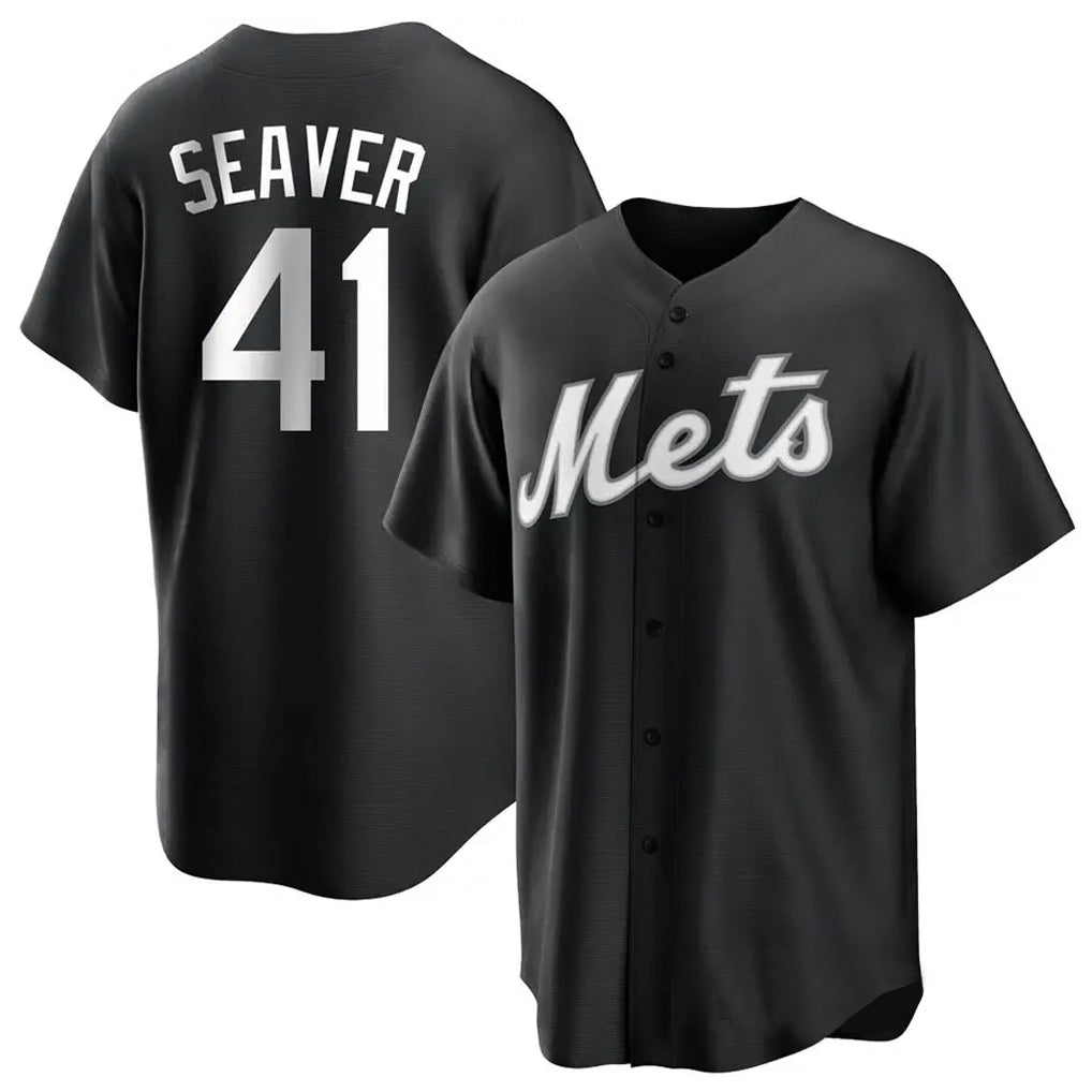 tocy NY.Mets #41 Tom Seaver Player Black Home Game Stitched Jerseys