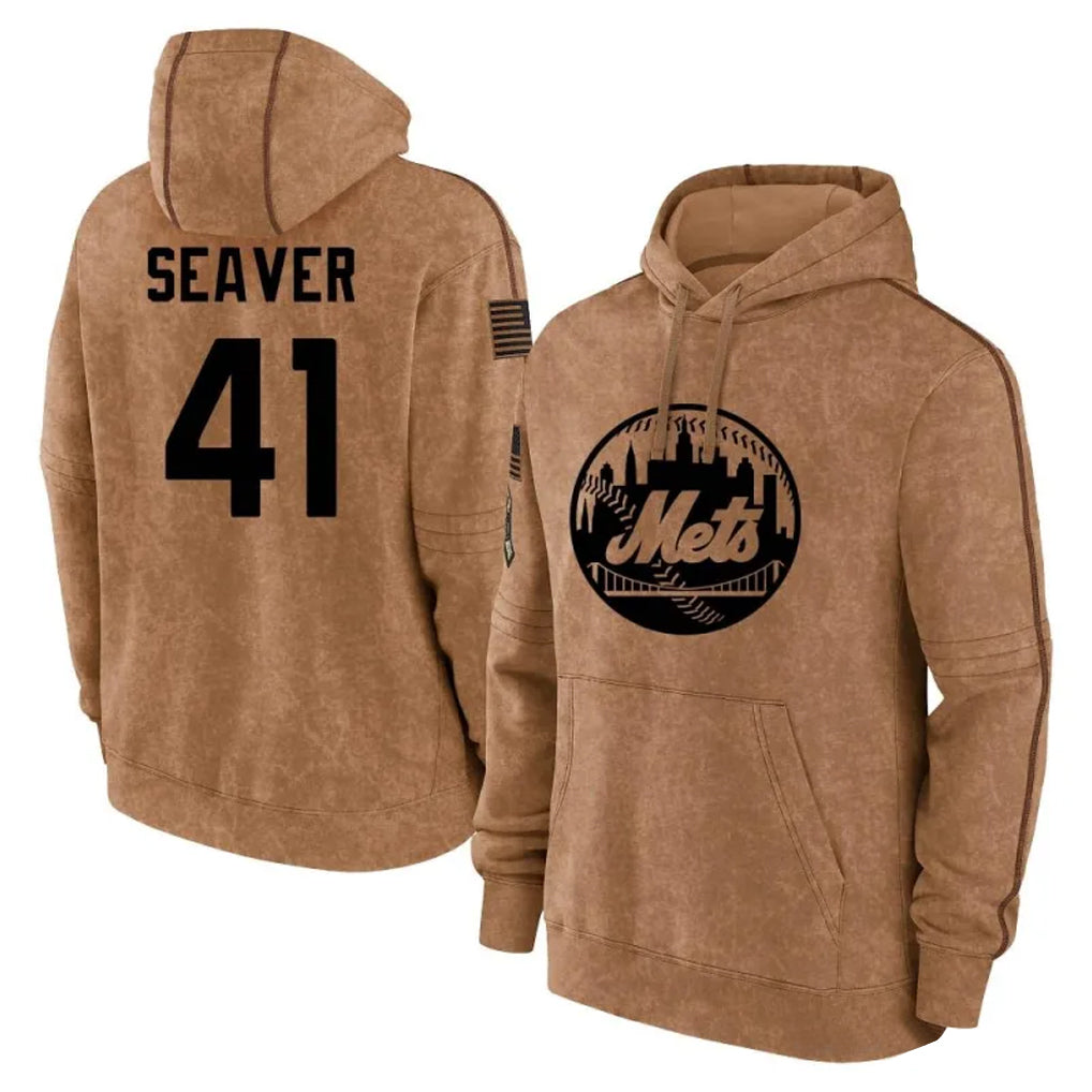 tocy NY.Mets #41 Tom Seaver Player Brown Club Pullover Hoodie Game Stitched Jerseys