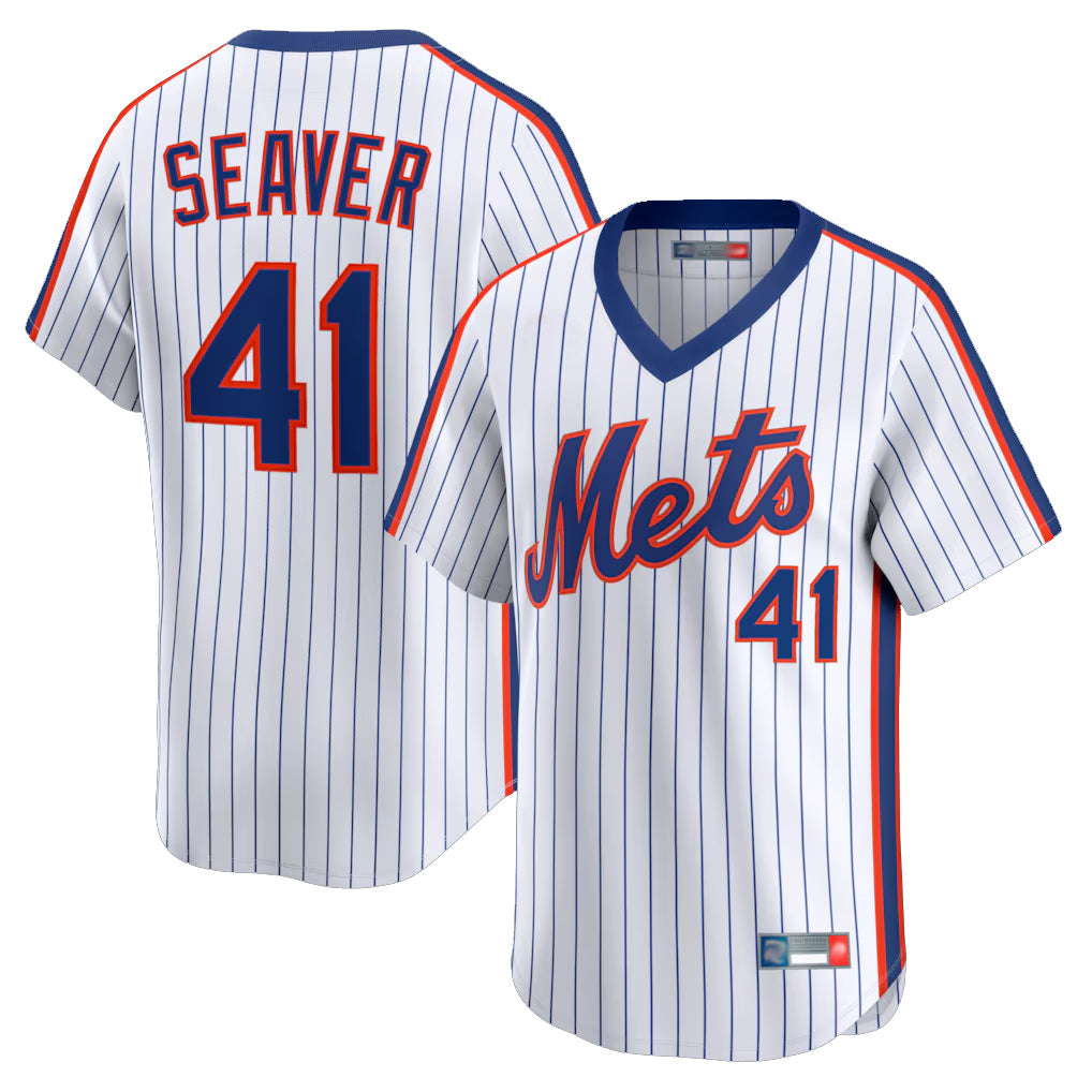 tocy NY.Mets #41 Tom Seaver Player White Cooperstown Collection T-shirt Game Stitched Jerseys