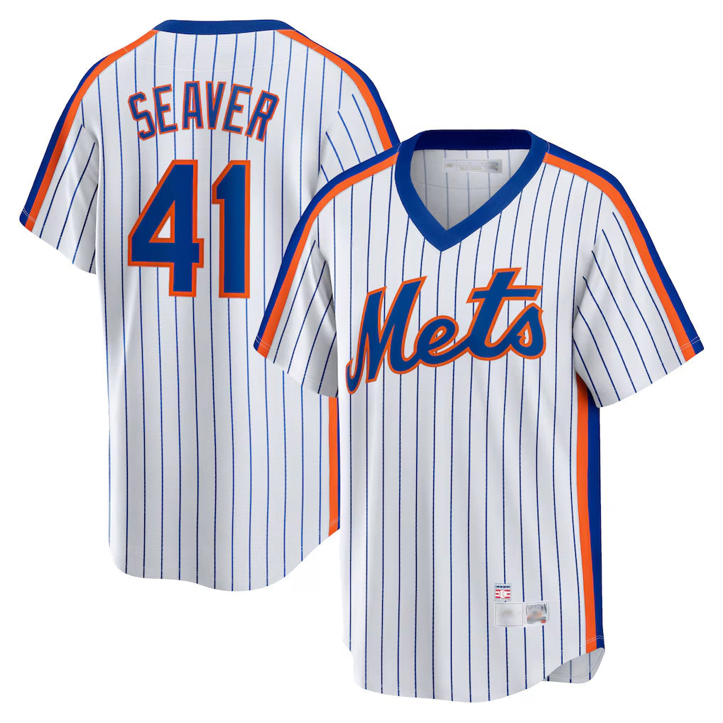tocy NY.Mets #41 Tom Seaver Player White Cooperstown Collection T-shirt Home Stitched Jerseys