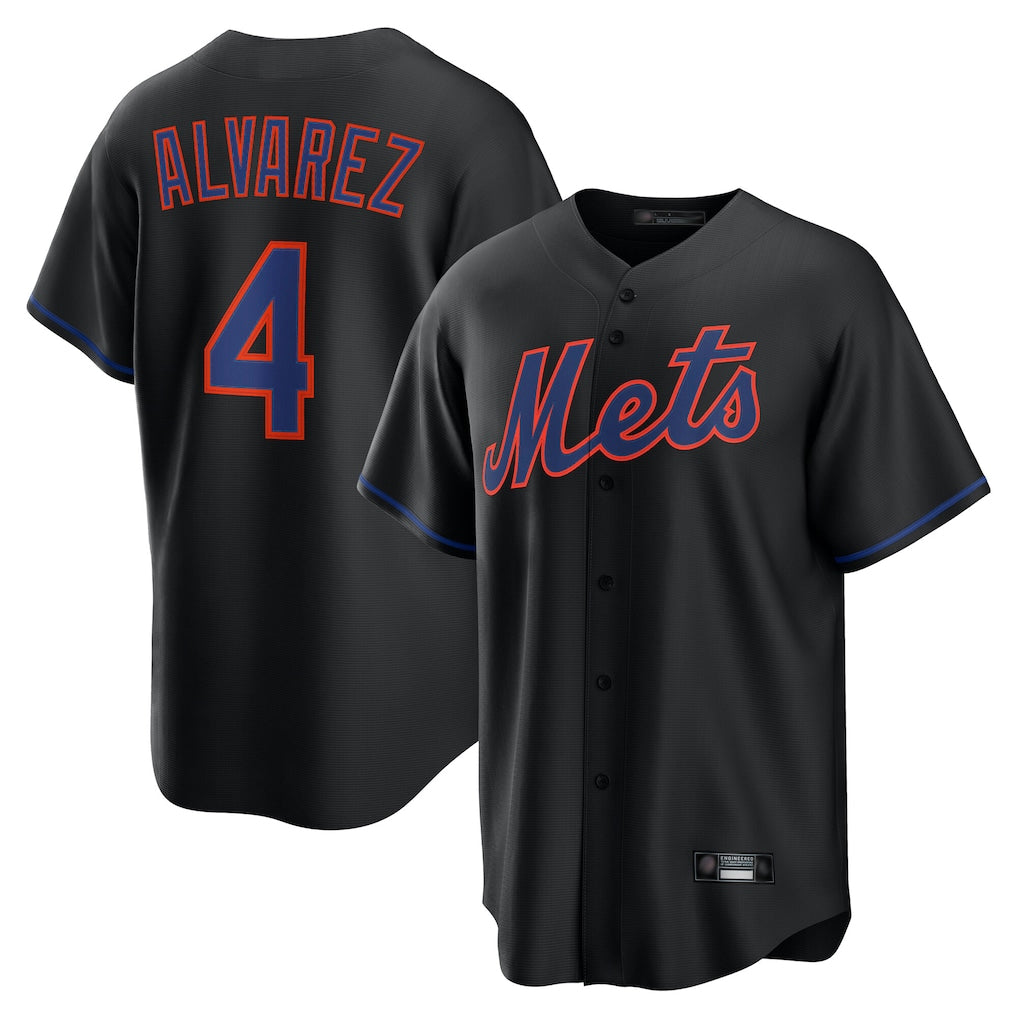 tocy NY.Mets #4 Francisco Alvarez Player Black Alternate Home Game Stitched Jerseys