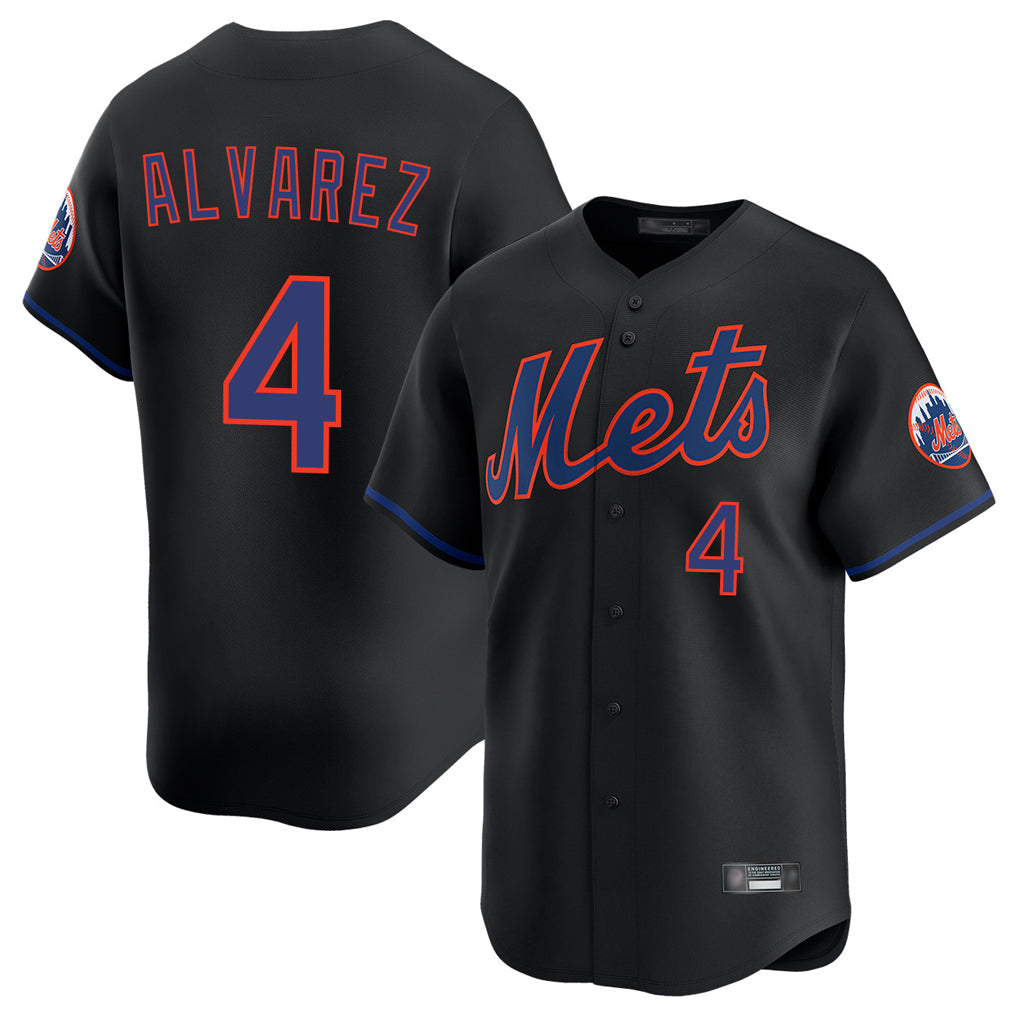 tocy NY.Mets #4 Francisco Alvarez Player Black Alternate Home Limited Stitched Jerseys
