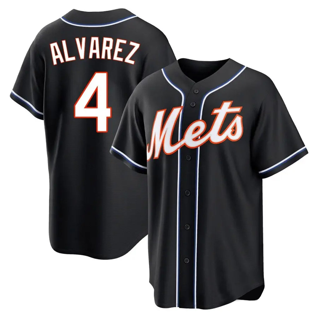 tocy NY.Mets #4 Francisco Alvarez Player Black Fashion Out Game Stitched Jerseys