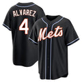tocy NY.Mets #4 Francisco Alvarez Player Black Fashion Out Game Stitched Jerseys