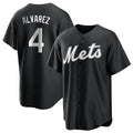 tocy NY.Mets #4 Francisco Alvarez Player Black Home Game Stitched Jerseys