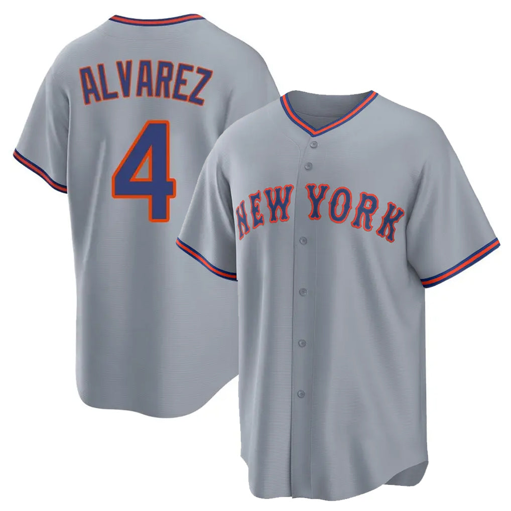 tocy NY.Mets #4 Francisco Alvarez Player Gray Road Home Game Stitched Jerseys