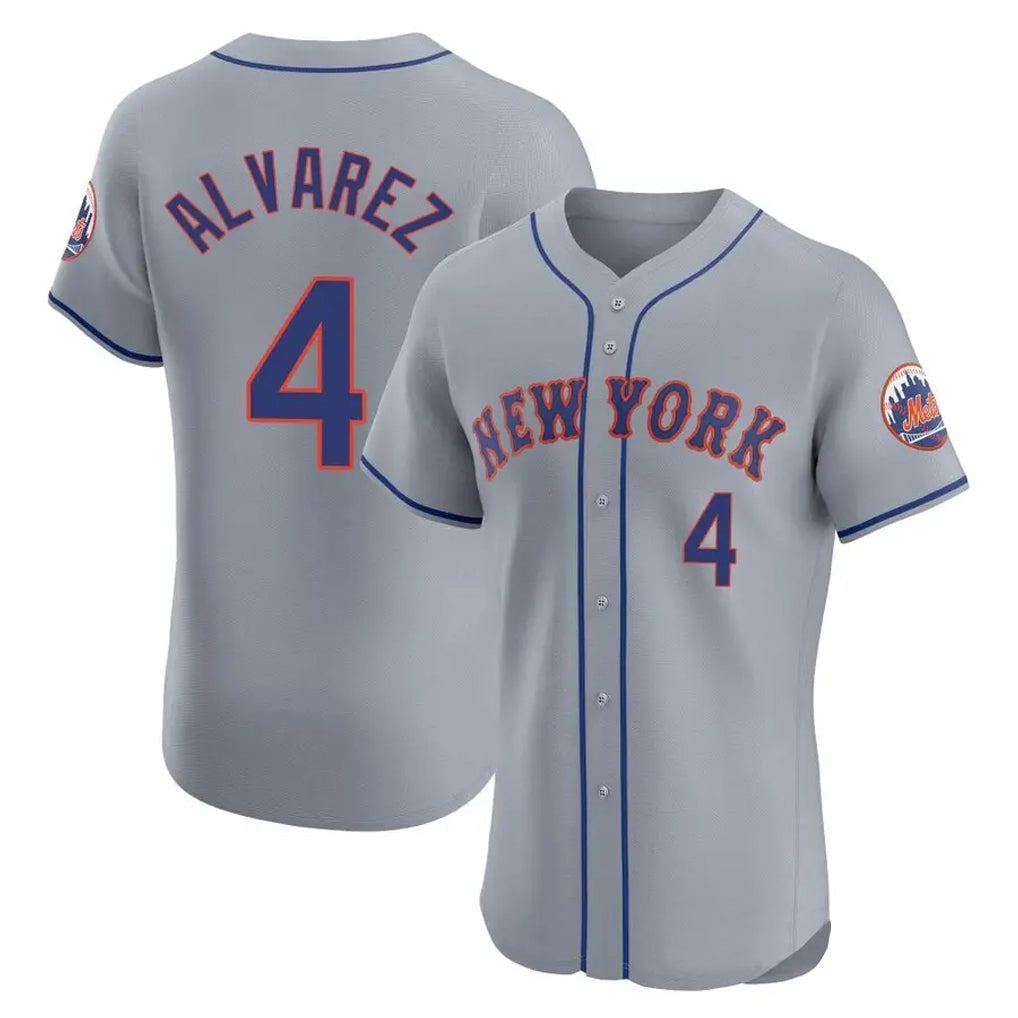 tocy NY.Mets #4 Francisco Alvarez Player Gray Road Limited Elite Home Stitched Jerseys