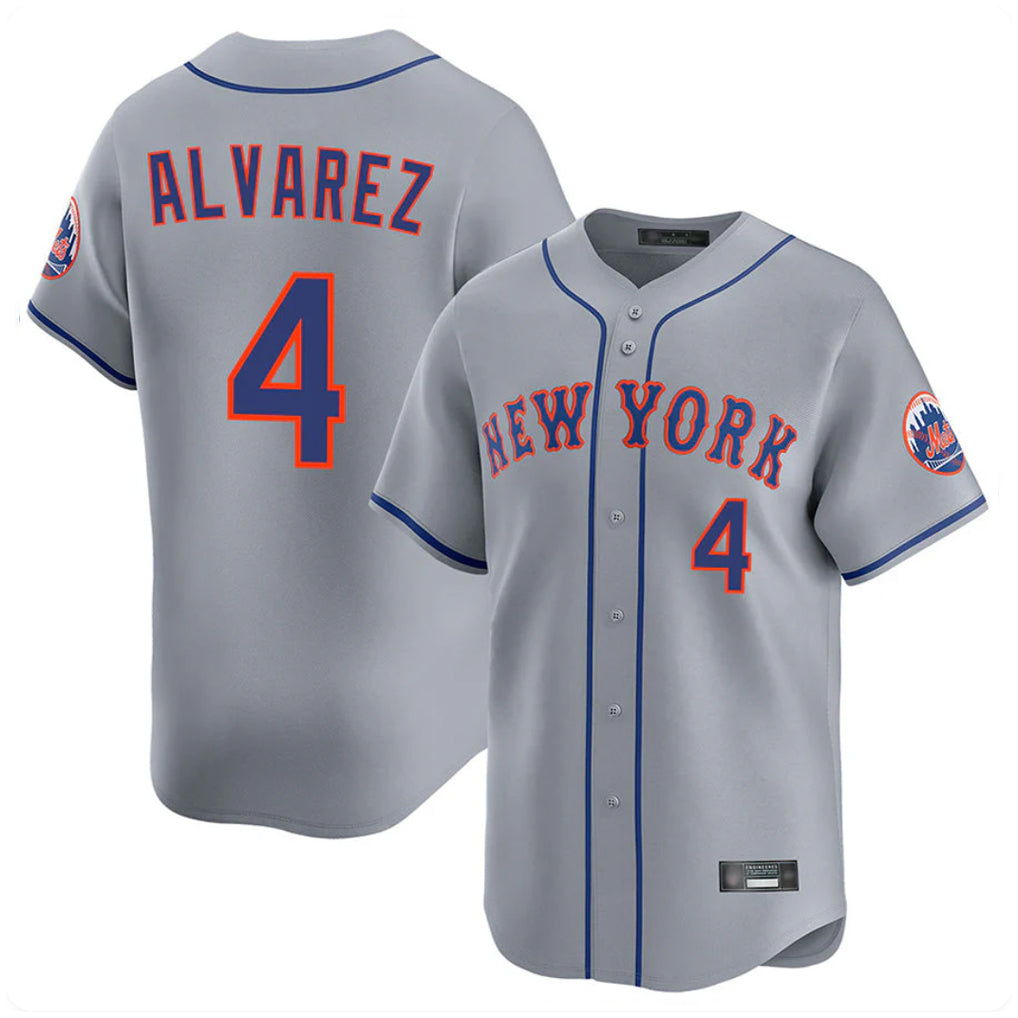 tocy NY.Mets #4 Francisco Alvarez Player Gray Road Limited Home Stitched Jerseys