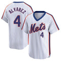tocy NY.Mets #4 Francisco Alvarez Player White Cooperstown Collection T-shirt Game Stitched Jerseys