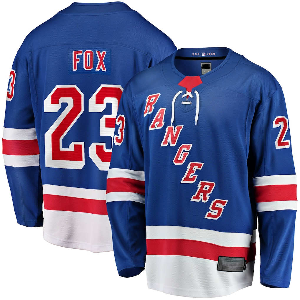 Tocy NY.Rangers #23 Adam Fox Blue Home Breakaway Replica Jerseys