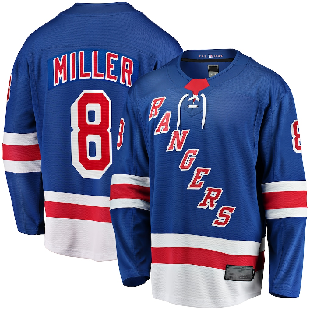 Tocy NY.Rangers #8 J.T. Miller Blue Home Breakaway Jerseys