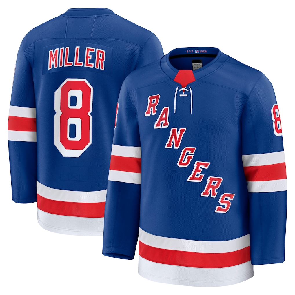 Tocy NY.Rangers #8 J.T. Miller Blue Home Premium Jerseys