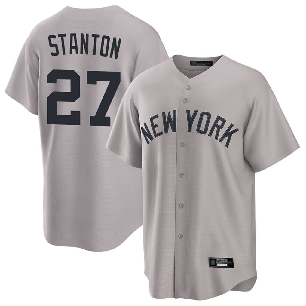tocy NY.Yankees #27 Giancarlo Stanton Player Gray Game Home Stitched Jerseys