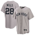 tocy NY.Yankees #28 Austin Wells Player Gray Game Home Stitched Jerseys