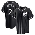 tocy NY.Yankees #2 Derek Jeter Player Black Out Game Home Stitched Jerseys