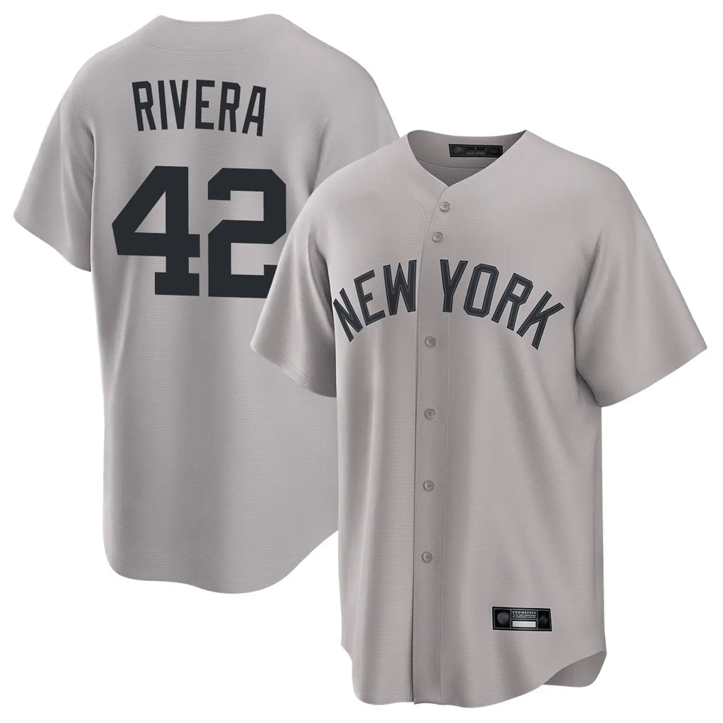 tocy NY.Yankees #42 Mariano Rivera Player Gray Game Home Stitched Jerseys