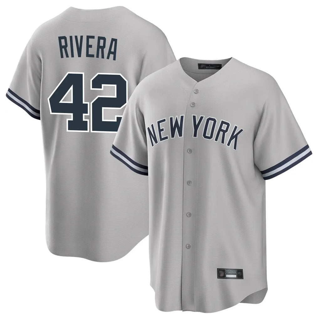 tocy NY.Yankees #42 Mariano Rivera Player Gray Road Game Stitched Jerseys