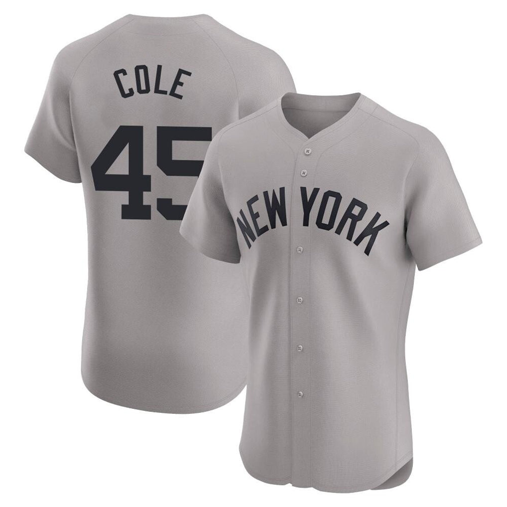 tocy NY.Yankees #45 Gerrit Cole Player Gray Limited Elite Home Stitched Jerseys