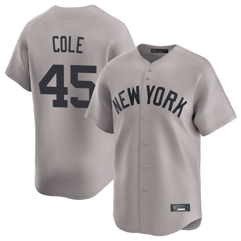 tocy NY.Yankees #45 Gerrit Cole Player Gray Limited Home Stitched Jerseys