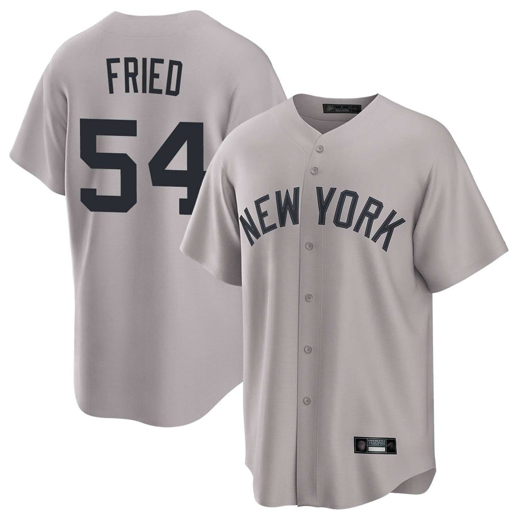 tocy NY.Yankees #54 Max Fried Player Gray Game Home Stitched Jerseys