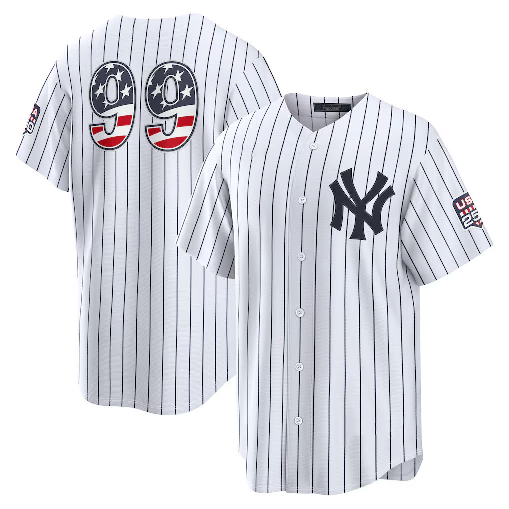 tocy NY.Yankees #99 Aaron Judge White USA 250 Fourth of July Home Stadium Jersey