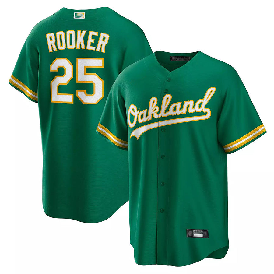tocy Athletics #25 Brent Rooker Player Kelly Green Game Replica Personalized Jerseys