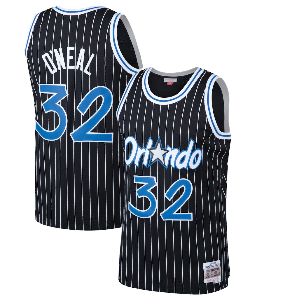 tocy O.Magic #32 Shaquille O'Neal Mitchell & Ness Black Hardwood Classics Swingman Jerseys