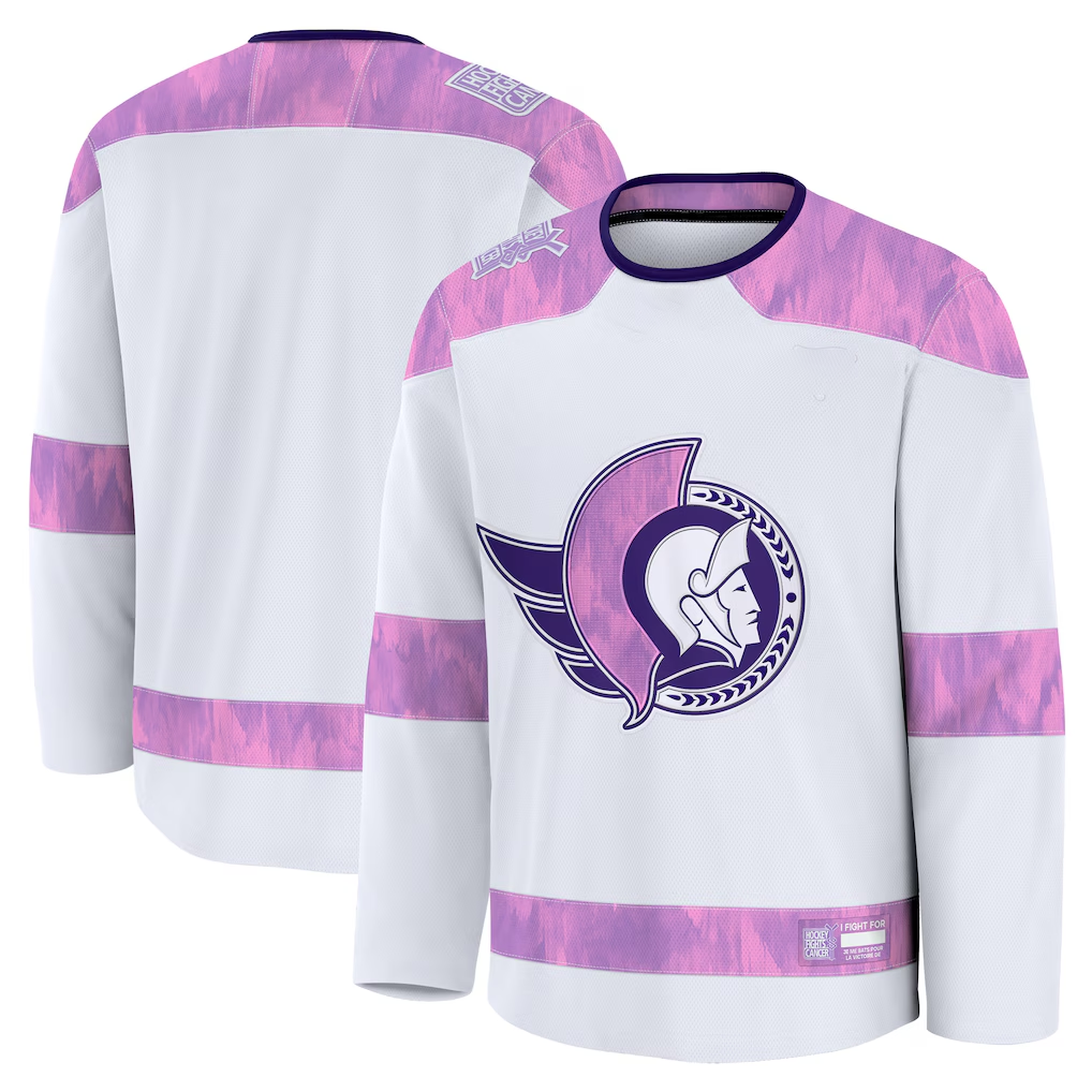 Tocy O.Senators White 2024 Hockey Fights Cancer Practice Jerseys