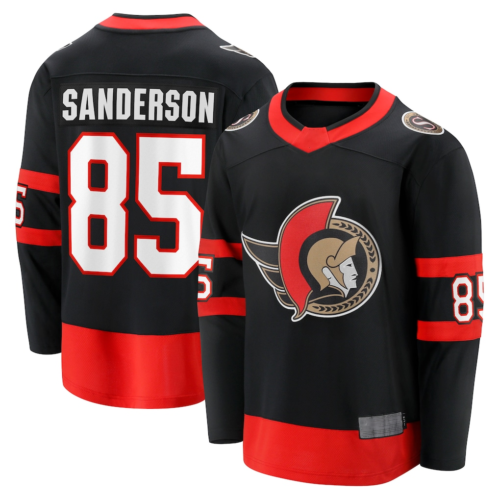 Tocy O.Senators #85 Jake Sanderson Black Home Breakaway Jerseys