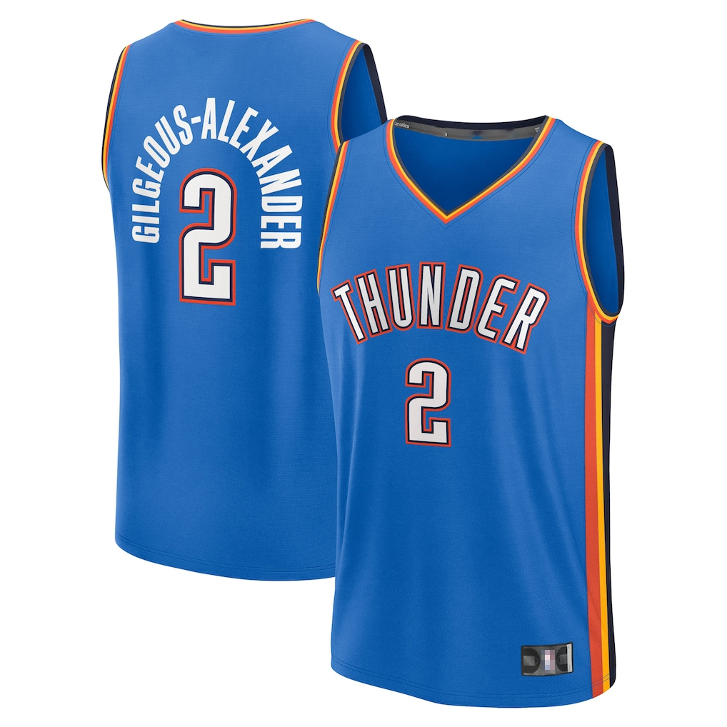 tocy OC.Thunder #2 Shai Gilgeous-Alexander Blue Big & Tall Fast Break Stitched Jerseys- Icon Edition