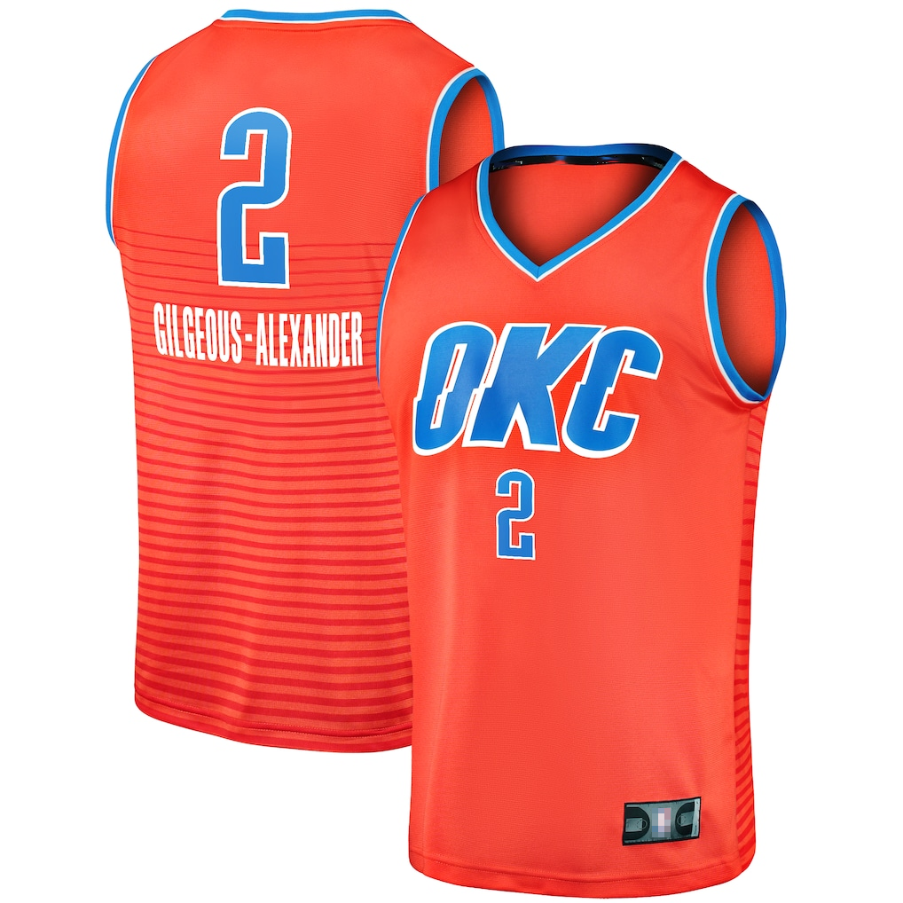 tocy OC.Thunder #2 Shai Gilgeous-Alexander Orange Fast Break Player Stitched Jerseys - Statement Edition